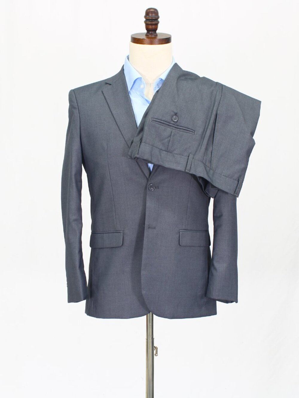 Gioberti 38R 32x30 Gray Full Suit 2-Button Solid R732